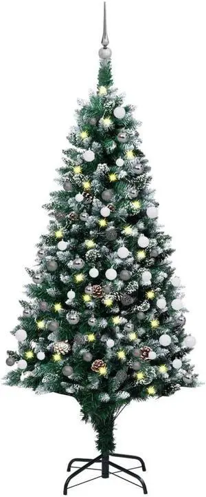 vidaXL Artificial Pre-lit Christmas Tree with Ball Set and Pine Cones Xmas Tree