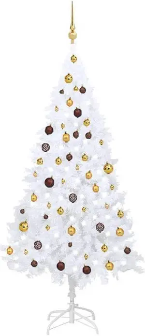 vidaXL Artificial Pre-lit Christmas Tree with Ball Set Xmas Tree White PVC