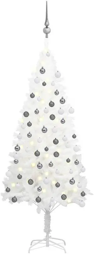 vidaXL Artificial Pre-lit Christmas Tree with Ball Set Xmas Decoration White