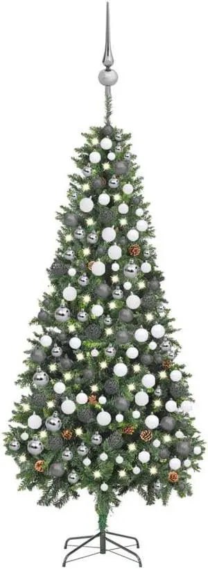 vidaXL Artificial Pre-lit Christmas Tree with Ball Set Pine Cones Xmas Tree
