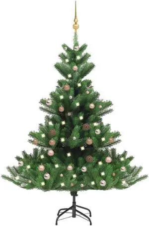 vidaXL Nordmann Fir Artificial Christmas Tree LED&Ball Set Green Xmas Tree