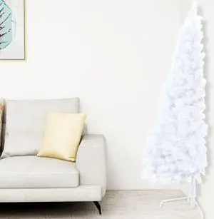 vidaXL Artificial Half Pre-lit Christmas Tree with Ball Set Xmas Tree White