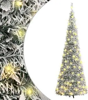 vidaXL Christmas Tree Outdoor Artificial Xmas Tree Pop-up Flocked Snow 150 LEDs