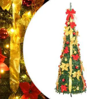vidaXL Christmas Tree Artificial Christmas Tree with Stand Pop-up 150 LEDs Green