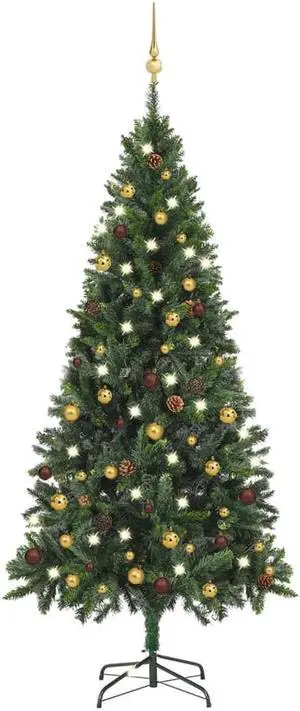 vidaXL Artificial Pre-lit Christmas Tree with Ball Set Xmas Decoration Green
