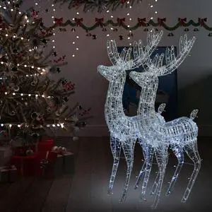 vidaXL Reindeer Christmas Decoration LEDs Christmas Lighting 2 Pcs Cold White