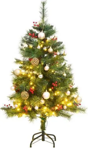 vidaXL Artificial Hinged Christmas Tree 150 LEDs & Ball Set Holiday Decoration