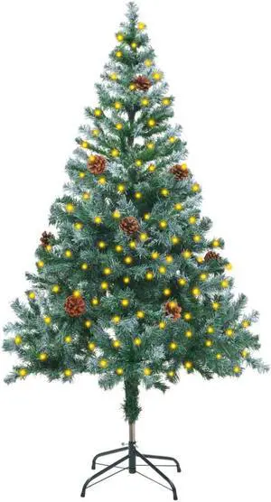 vidaXL Frosted Pre-lit Christmas Tree with Pinecones Xmas Tree Decoration