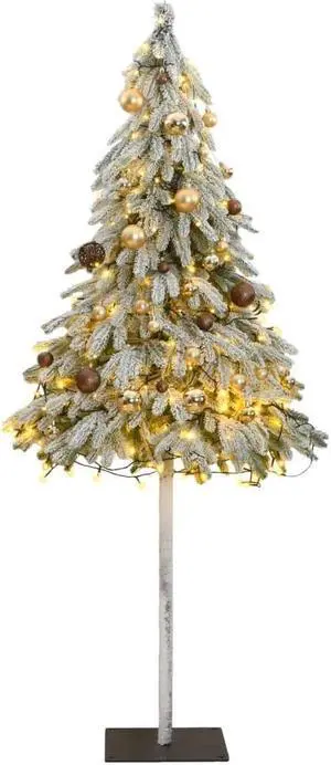 vidaXL Artificial Christmas Tree 150 LEDs&Ball Set&Flocked Snow Xmas Decoration