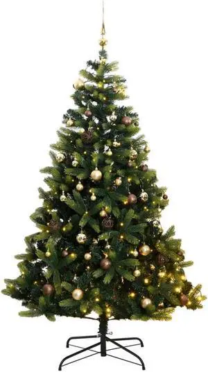 vidaXL Artificial Hinged Christmas Tree 150 LEDs and Ball Set Xmas Decoration