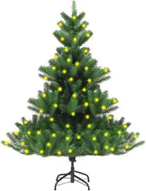 vidaXL Nordmann Fir Artificial Pre-lit Christmas Tree Xmas Tree Decoration Green