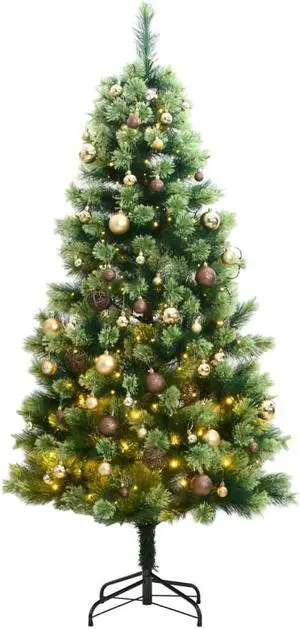 vidaXL Artificial Hinged Christmas Tree 300 LEDs and Ball Set Xmas Decoration