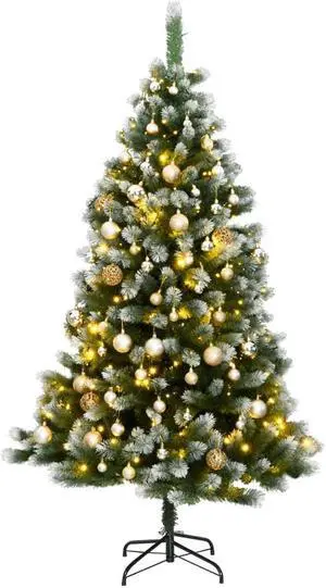 vidaXL Artificial Hinged Christmas Tree 300 LEDs and Ball Set Xmas Decoration