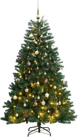 vidaXL Artificial Hinged Christmas Tree 300 LEDs and Ball Set Xmas Decoration