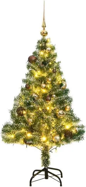 vidaXL Artificial Christmas Tree 150 LEDs&Ball Set&Flocked Snow Xmas Decoration