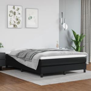 vidaXL Box Spring Bed with Mattress Black 59.8"x79.9" Queen Faux Leather Frame