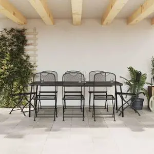 vidaXL Patio Dining Set Outdoor Furniture Conversation Set Anthracite Metal Mesh