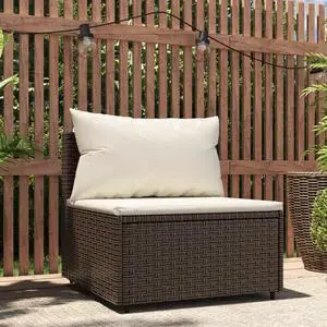vidaXL Patio Furniture Outdoor Sectional Sofa with Cushions Brown Poly Rattan