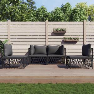 vidaXL Patio Furniture Set 4 Piece Loveseat with Cushions Anthracite Steel
