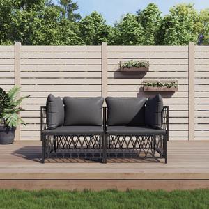 vidaXL Patio Furniture Set 2 Piece Loveseat with Cushions Anthracite Steel