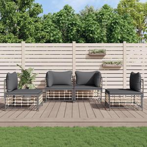 vidaXL Patio Furniture Set 4 Piece Loveseat with Cushions Anthracite Poly Rattan