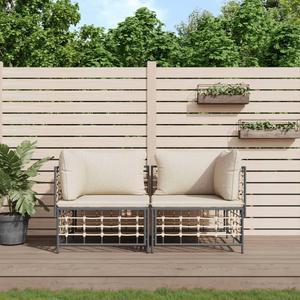 vidaXL Patio Loveseats 2 Pcs Outdoor Sectional Sofa with Cushions Poly Rattan