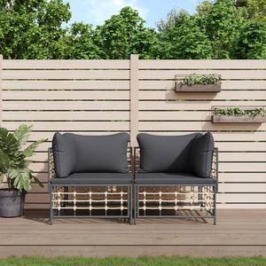vidaXL Patio Loveseats 2 Pcs Outdoor Sectional Sofa with Cushions Poly Rattan