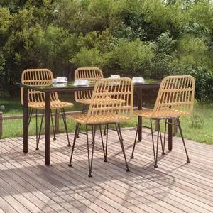 vidaXL Patio Dining Set 5 Piece Rattan Patio Conversation Set Poly Rattan