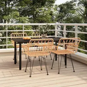 vidaXL Patio Dining Set 5 Piece Rattan Patio Conversation Set Poly Rattan