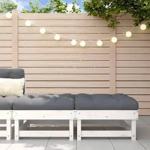 vidaXL Patio Furniture 2 Pcs Ottoman Seat with Cushions White Solid Wood Pine