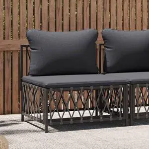 vidaXL Patio Furniture Outdoor Middle Sofa with Cushions Anthracite Woven Fabric
