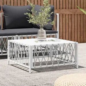 vidaXL Patio Table Outdoor Coffee Table Patio Furniture White Woven Fabric