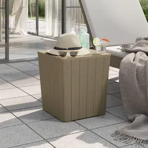 vidaXL Patio Table Patio Furniture with Removable Lid Light Brown Polypropylene