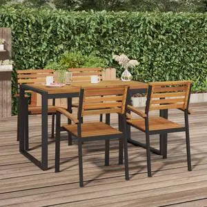 vidaXL Patio Table Dining Table with U-shaped Legs for Porch Solid Wood Acacia