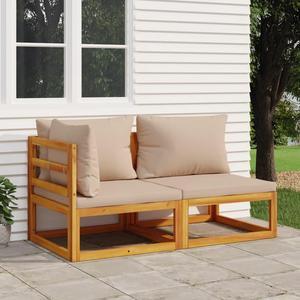 vidaXL Patio Furniture Set 2 Piece Loveseat with Cushions Solid Wood Acacia