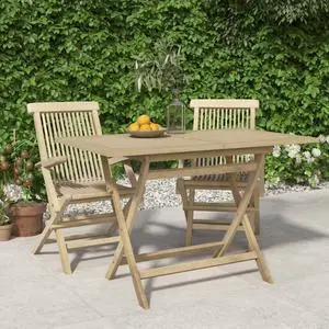 vidaXL Folding Patio Table Outdoor Folding Garden Table Gray Solid Wood Teak