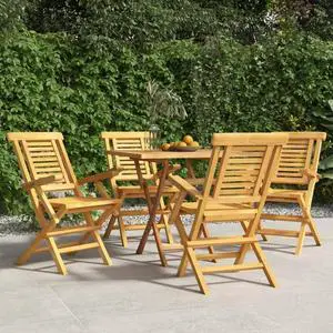vidaXL Folding Patio Chairs Outdoor Seating Lawn Chair 4 Pcs Solid Wood Teak
