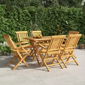 vidaXL Folding Patio Chairs Outdoor Seating Lawn Chair 6 Pcs Solid Wood Teak