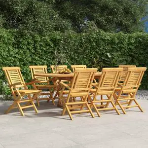vidaXL Folding Patio Chairs Outdoor Seating Lawn Chair 8 Pcs Solid Wood Teak