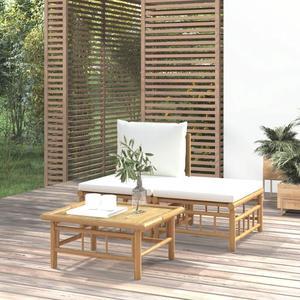 vidaXL Patio Furniture Set 2 Piece Loveseat Sofa with Dark Gray Cushions Bamboo