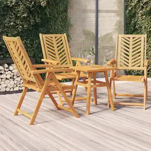 vidaXL Patio Chair 3 Pcs Reclining Chair Outdoor Furniture Solid Wood Acacia