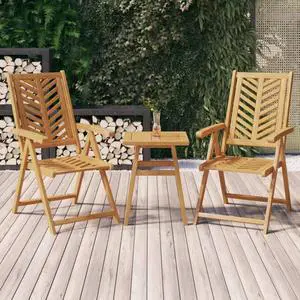 vidaXL Patio Chair 2 Pcs Reclining Chair Outdoor Furniture Solid Wood Acacia