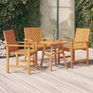 vidaXL Patio Chair 3 Pcs Patio Furniture Wooden Dining Chair Solid Wood Acacia