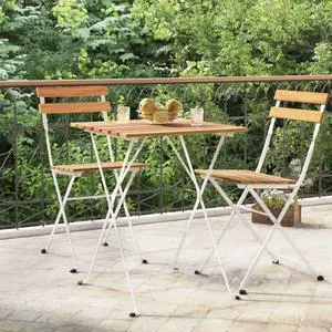 vidaXL Folding Table Bistro Table for Balcony Solid Wood Acacia and Steel