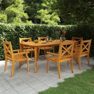 vidaXL Patio Table Patio Furniture Rectangular Garden Table Solid Wood Acacia