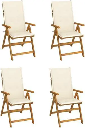 vidaXL Outdoor Recliner Chairs 4 Pcs Patio Chair with Cushions Solid Wood Acacia