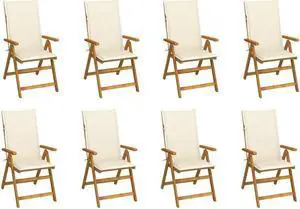 vidaXL Outdoor Recliner Chairs 8 Pcs Patio Chair with Cushions Solid Wood Acacia