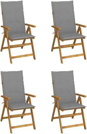 vidaXL Outdoor Recliner Chairs 4 Pcs Patio Chair with Cushions Solid Wood Acacia