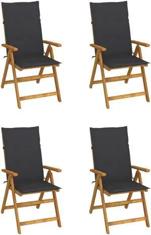 vidaXL Outdoor Recliner Chairs 4 Pcs Patio Chair with Cushions Solid Wood Acacia