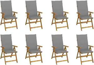 vidaXL Outdoor Recliner Chairs 8 Pcs Patio Chair with Cushions Solid Wood Acacia